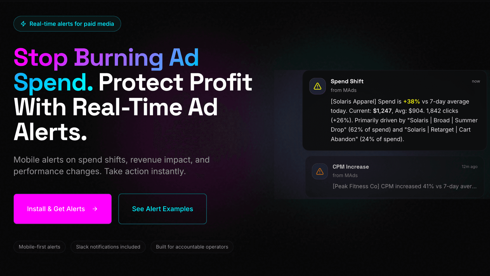 MAds Manager: Stop Burning Ad Spend. Protect Profit With Alerts.