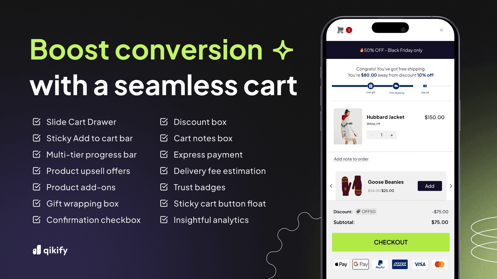 Slide cart drawer with sticky add to cart bar boost AOV and CVR