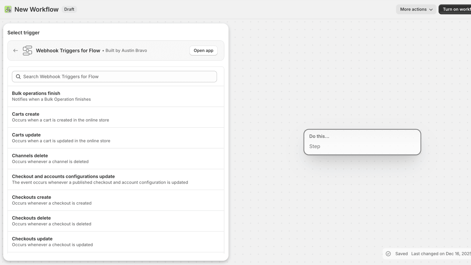 Webhook triggers for Shopify Flow