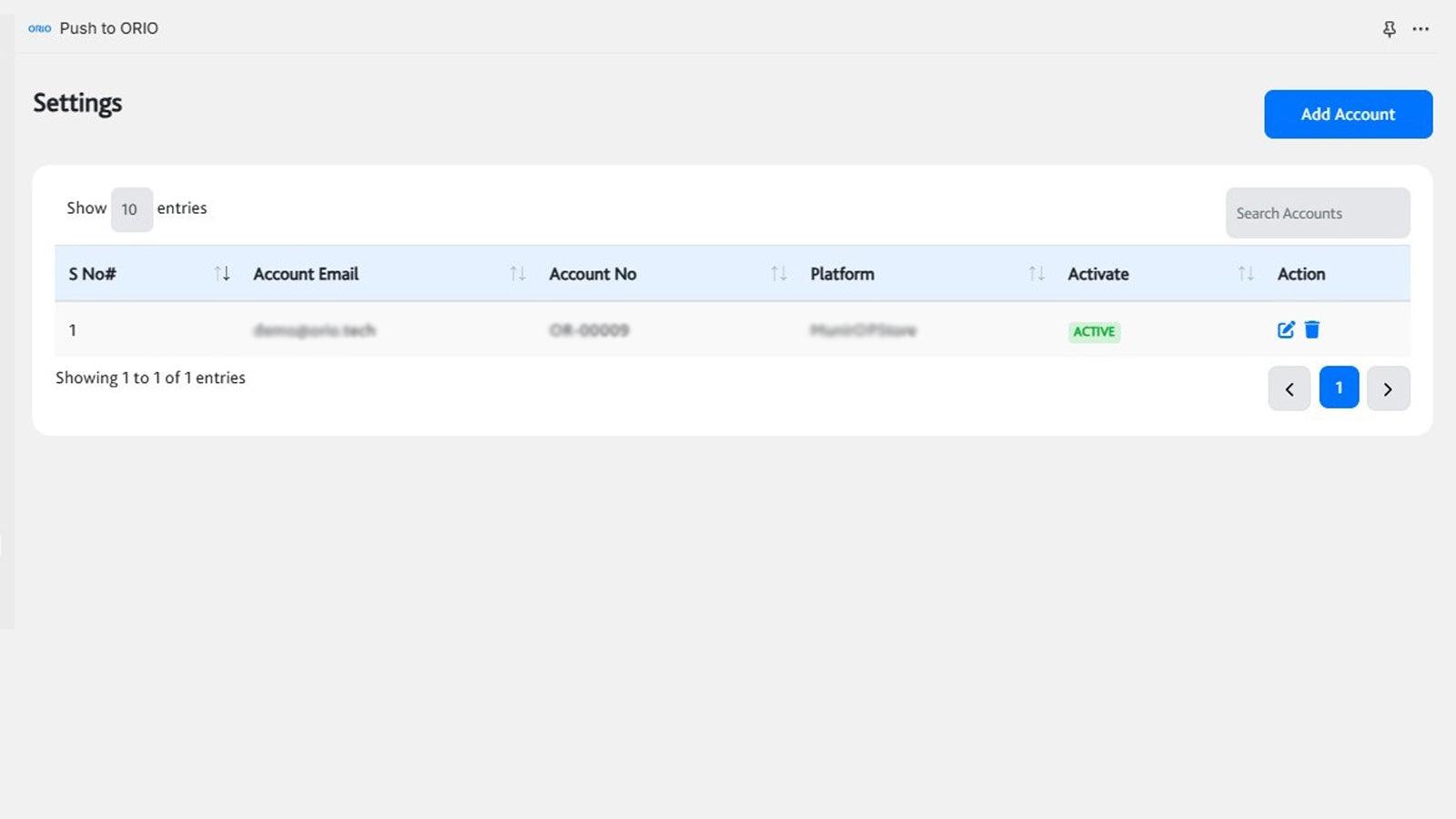 Here you can setup your account.