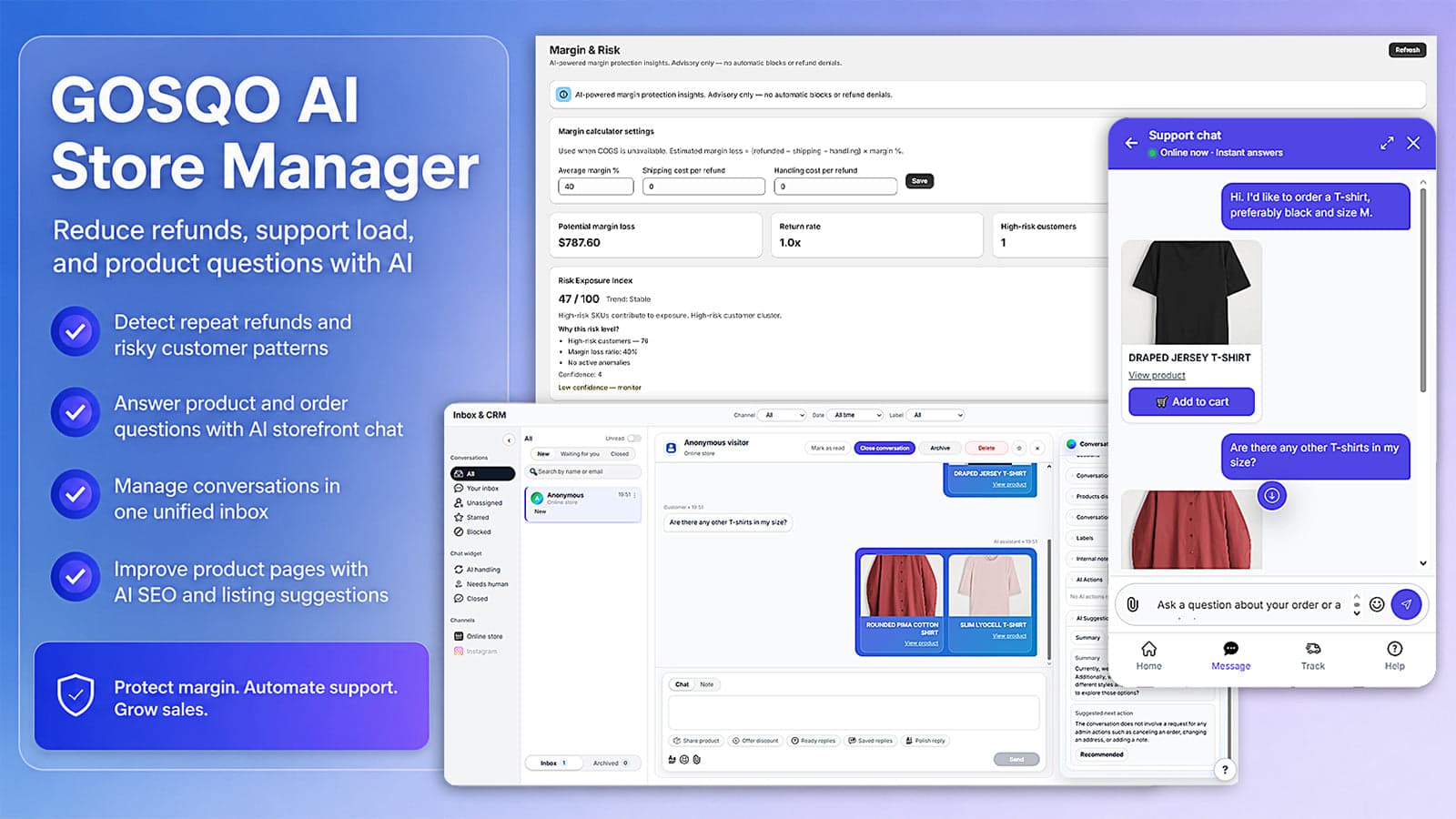 AI assistant for refund risk, support, and product SEO