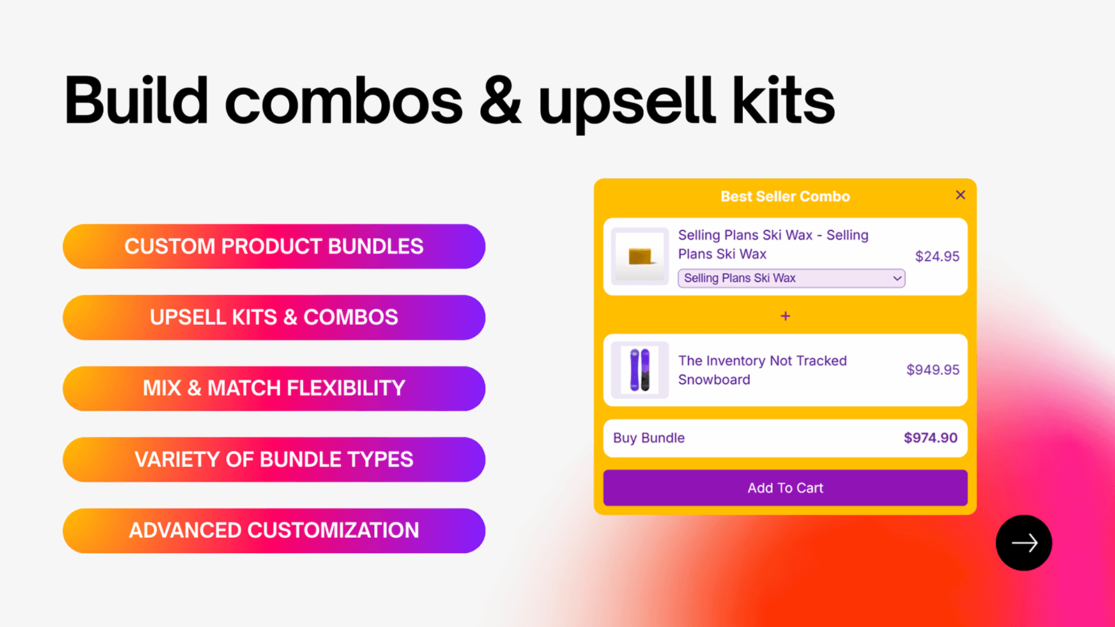 Flexible product bundle app for combos and upsell kits
