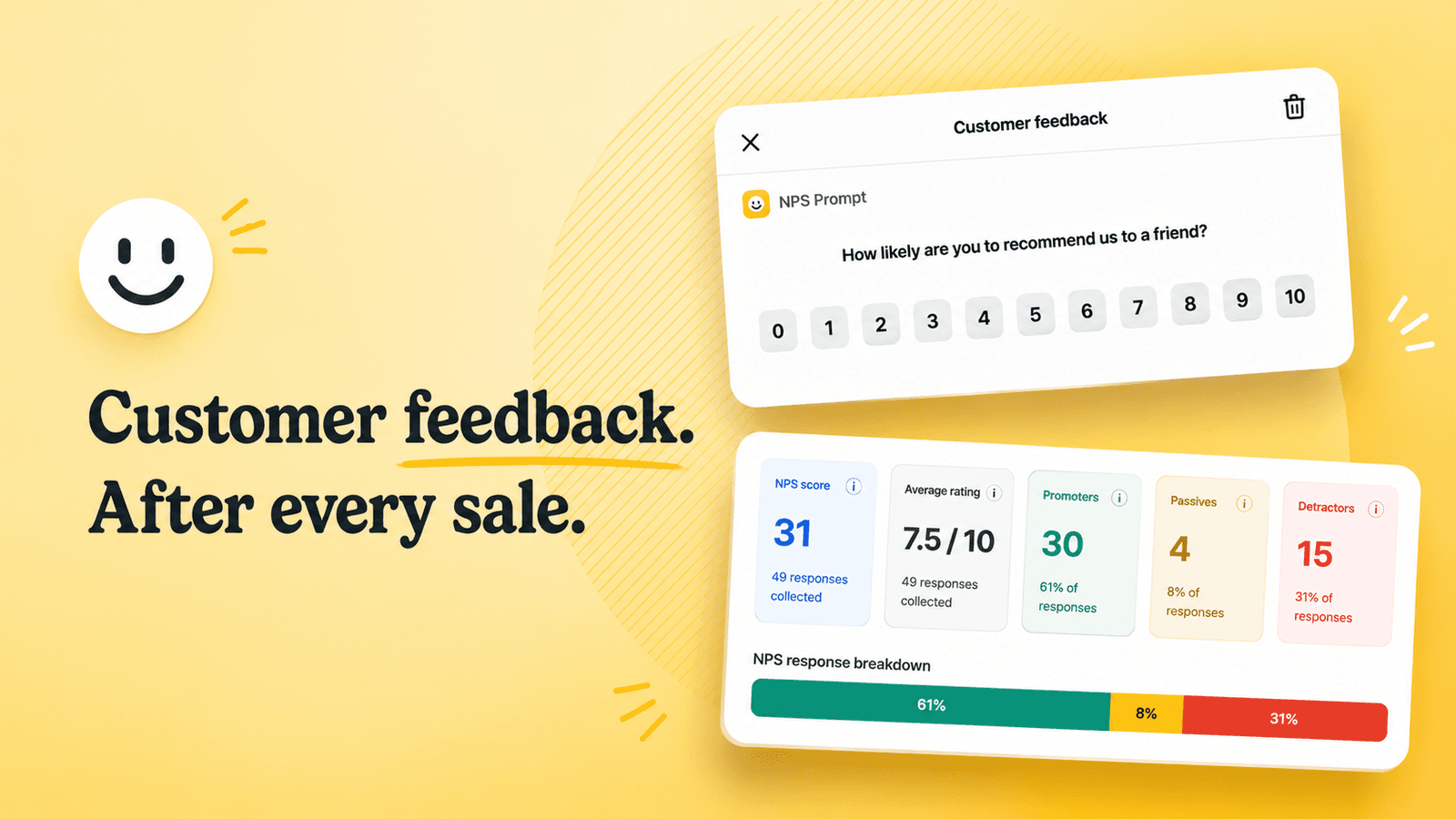 NPS score prompt and analytics dashboard for Shopify POS