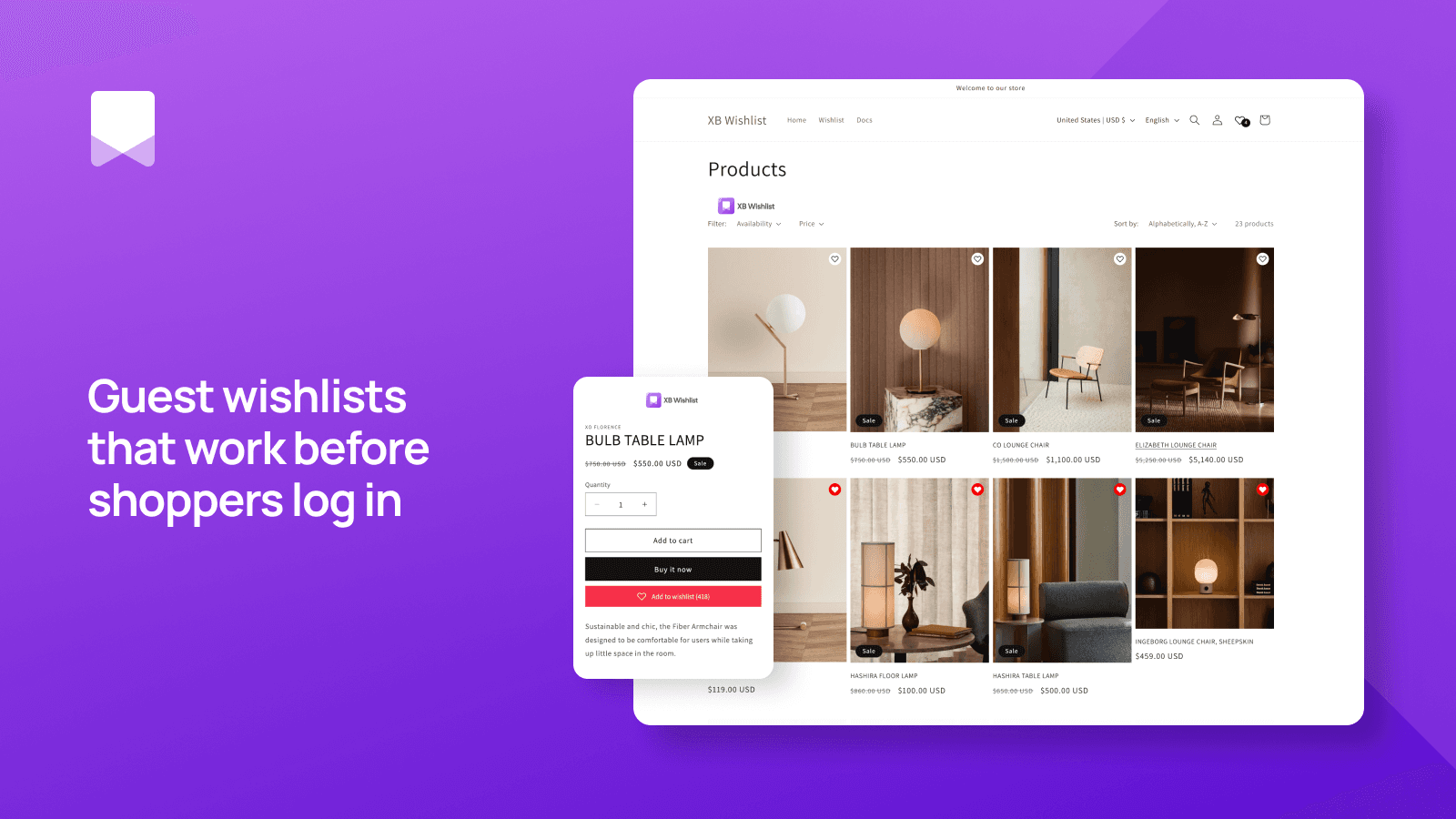 Guest wishlists that work before shoppers log in