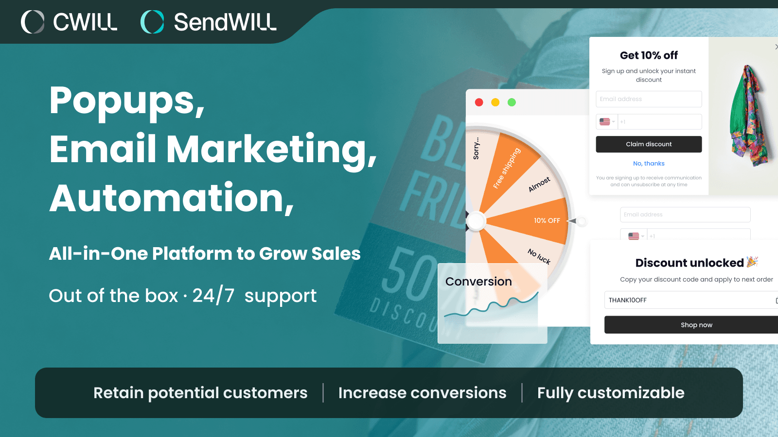 Grow Email & SMS Marketing List · Boost Sales · 24/7 Support