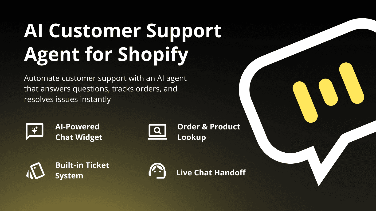 AI customer support agent for Shopify with chat icon, bot, Wismo