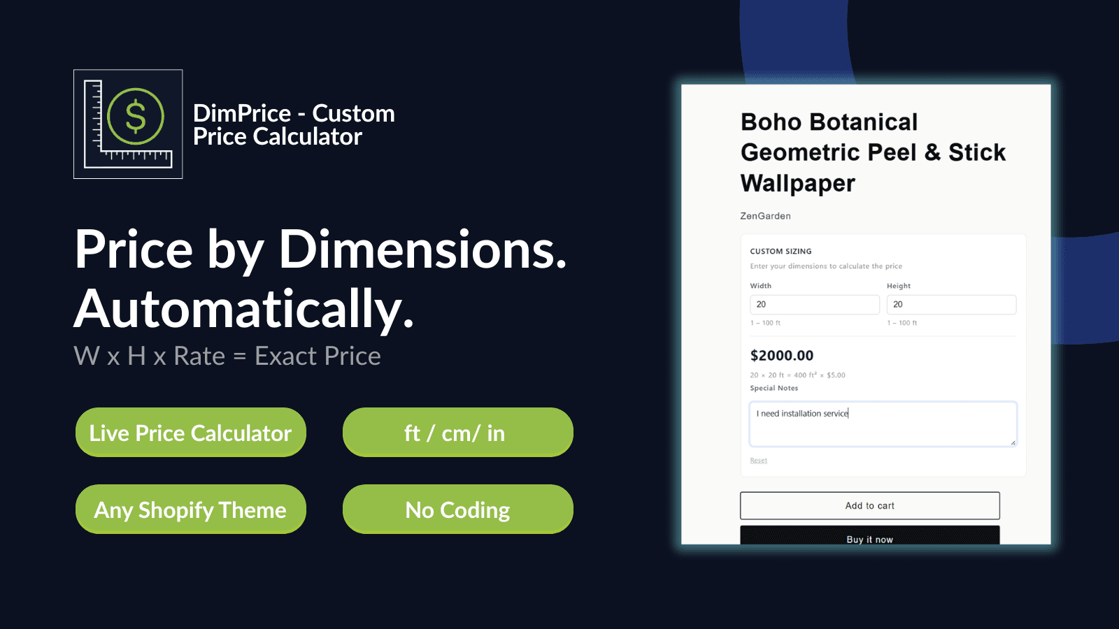 DimPrice - Custom Dimension Price Calulator
