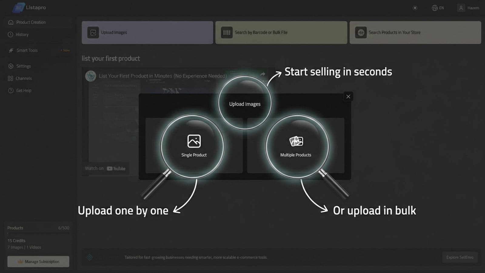 Upload products in seconds