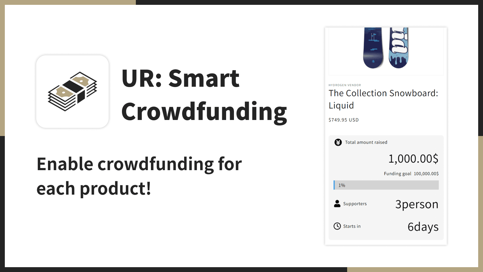Enable crowdfunding for each product.