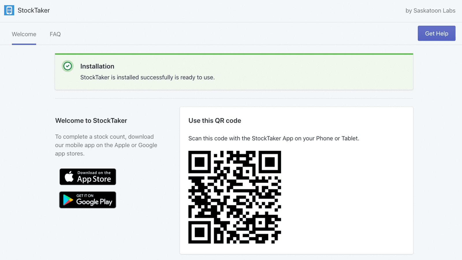 installation screen sign in to mobile app with QR code