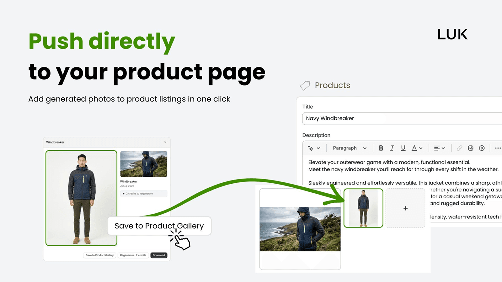 Push photos straight to your product listings