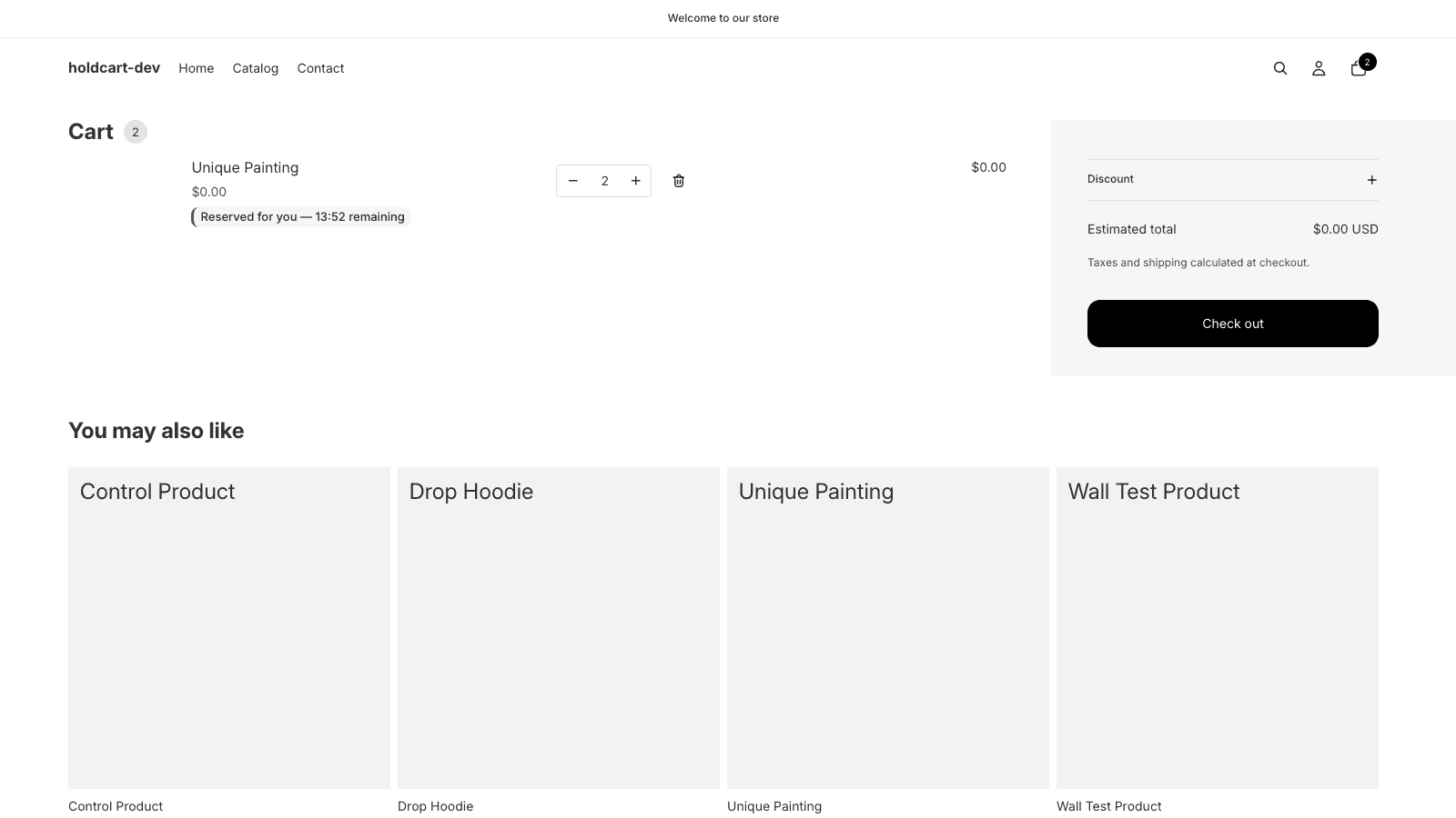 Reserved product in the cart