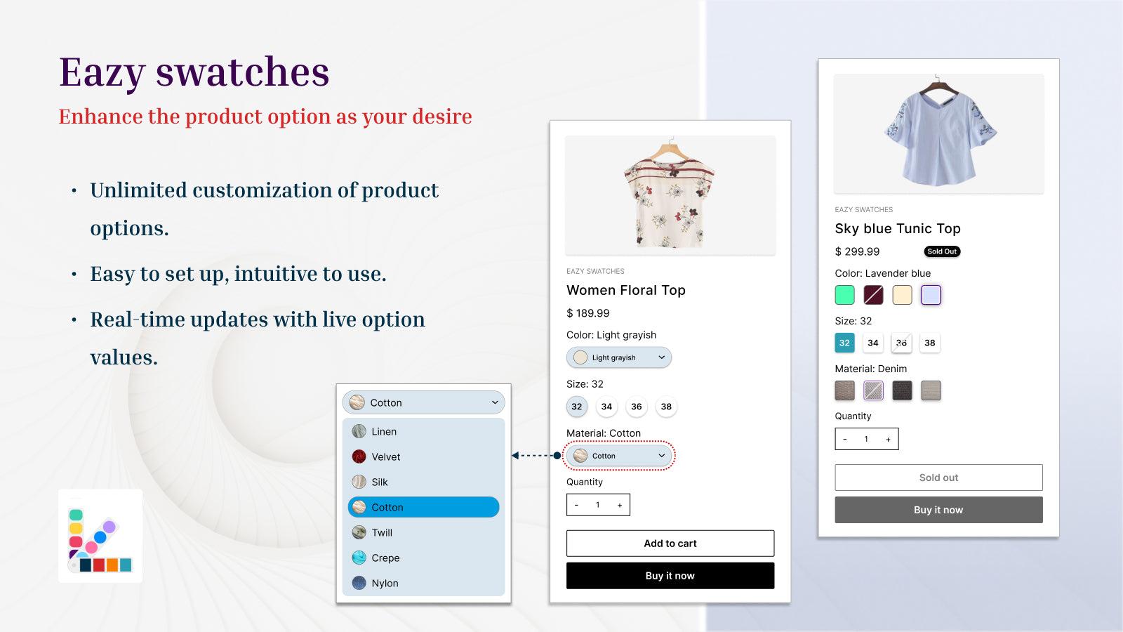 Eazy swatches - Enhance product options with beautiful swatches