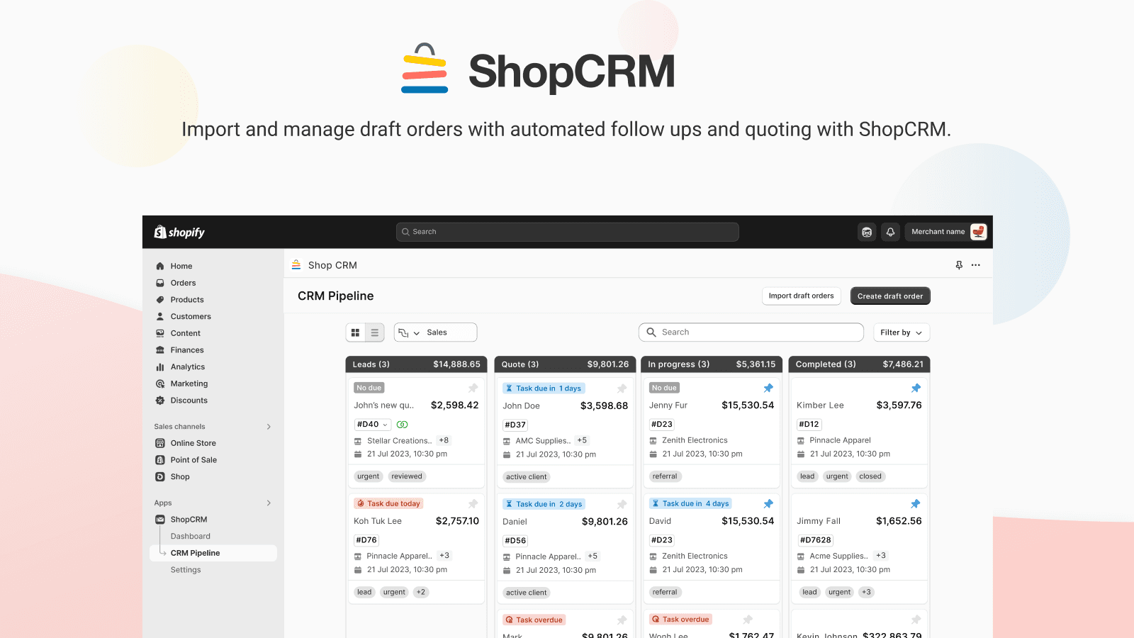 ShopCRM - Dashboard