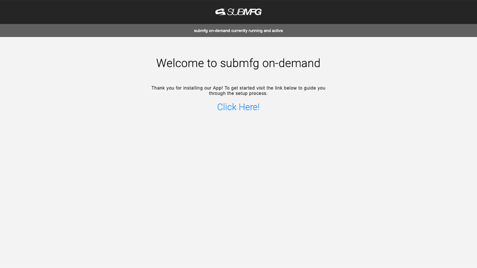 Welcome screen when installed