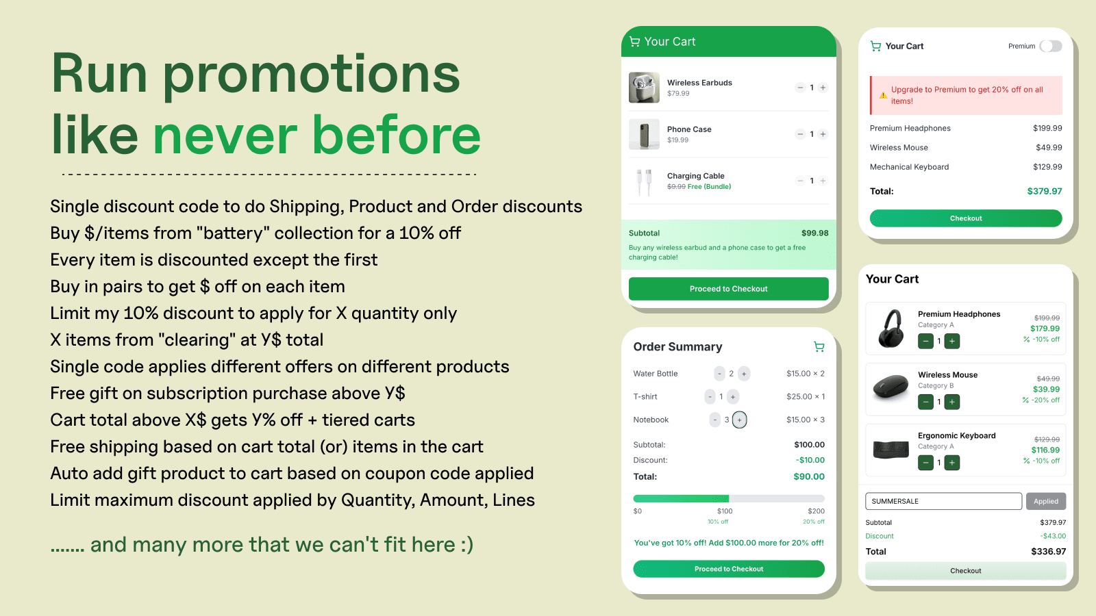 Build BxGy, Volume, Tiers, and any discount imaginable.