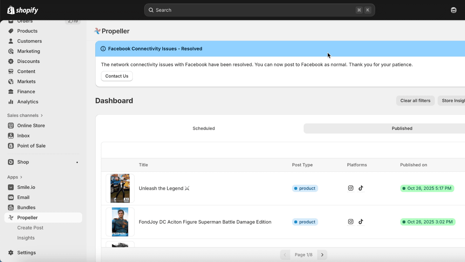 Propeller: dashboard