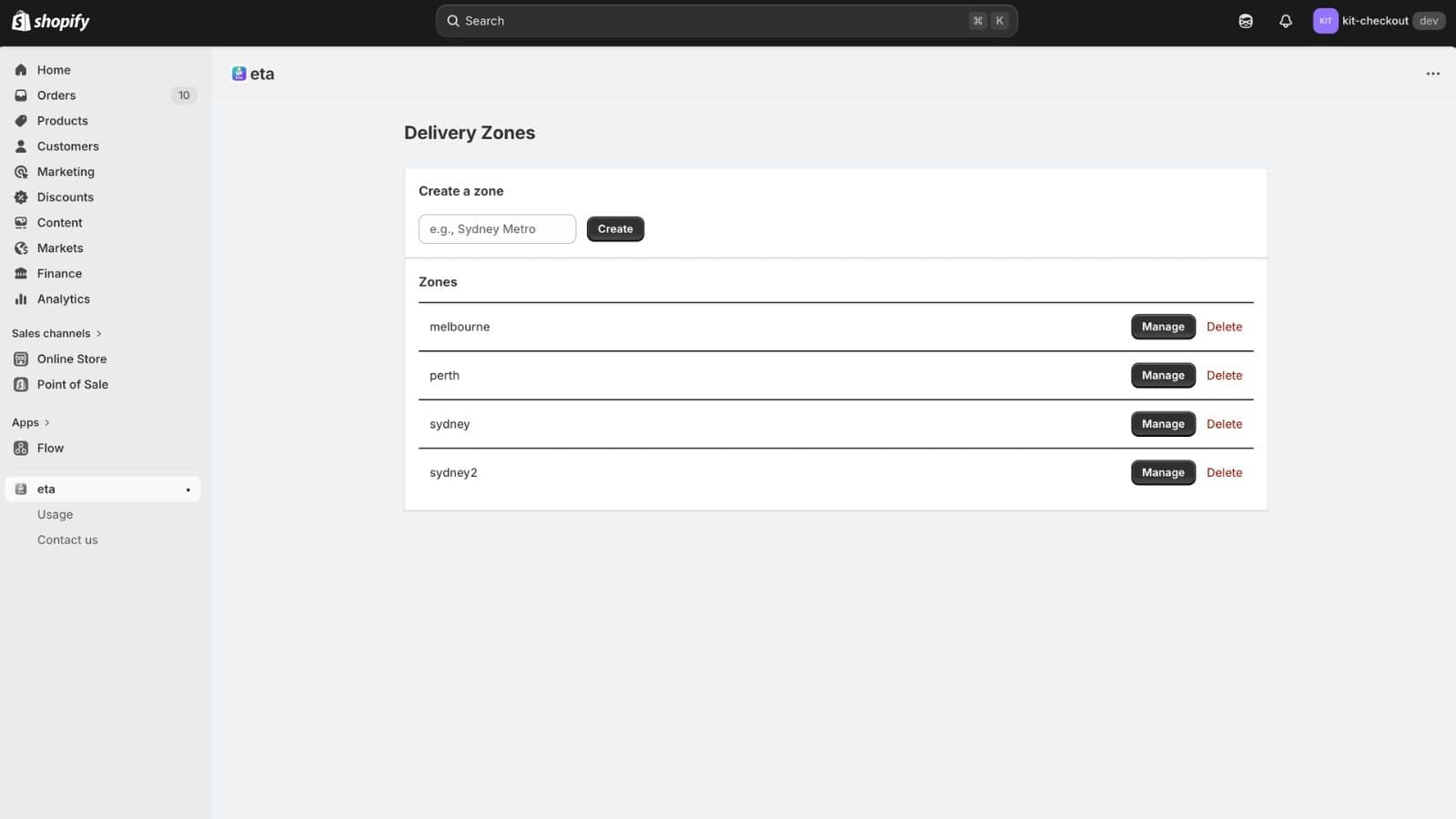Create delivery zones with postcode ranges