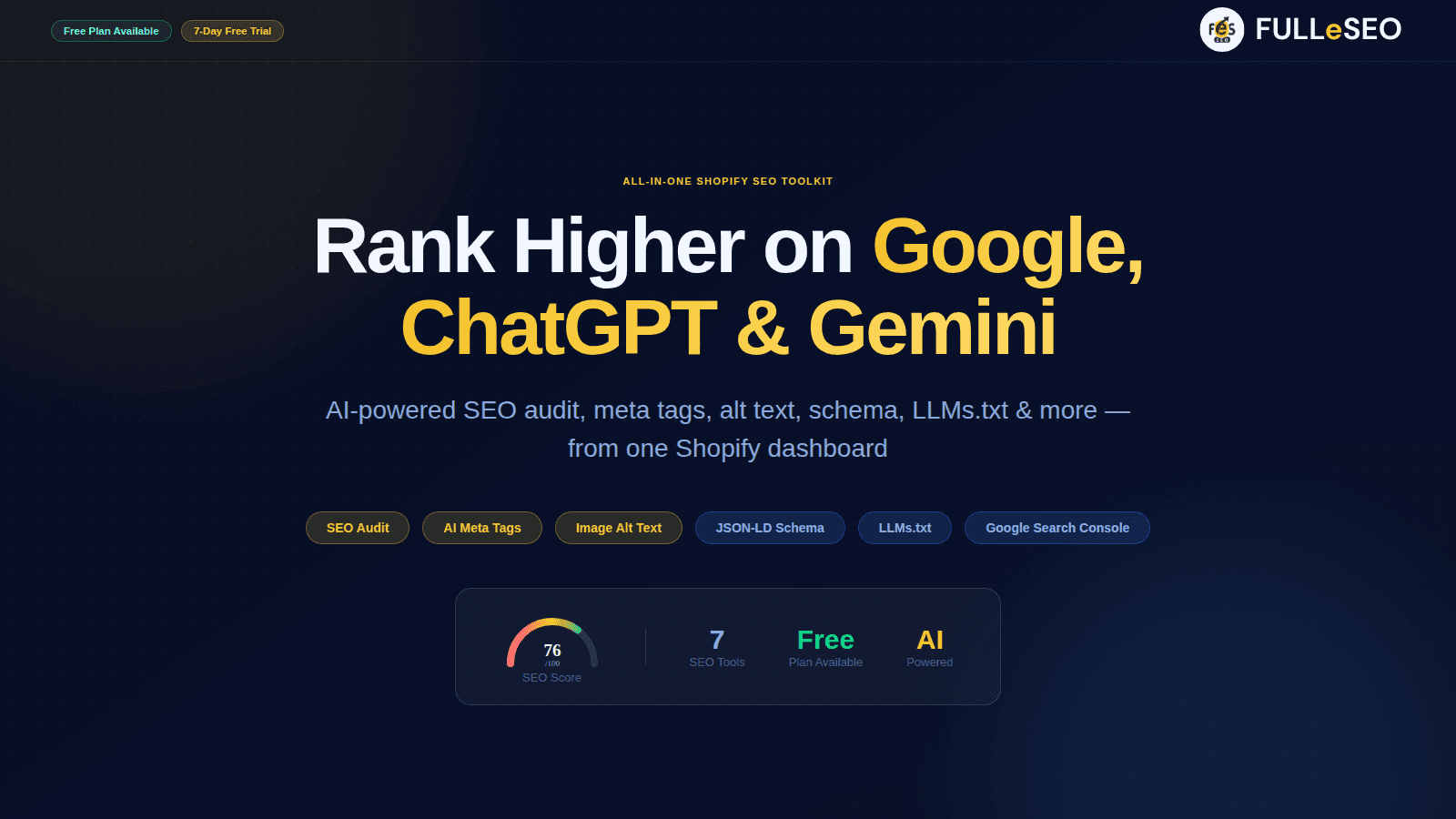 All-in-One SEO Dashboard - 7 Tools, Free Plan, AI Powered