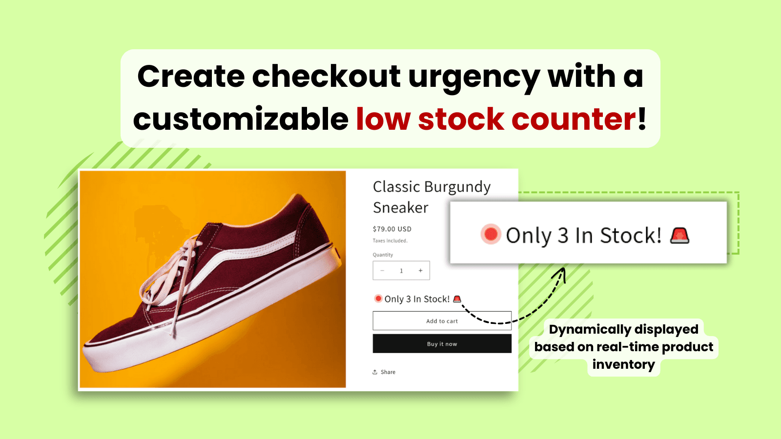 Low stock counter app creates urgency on store product pages.