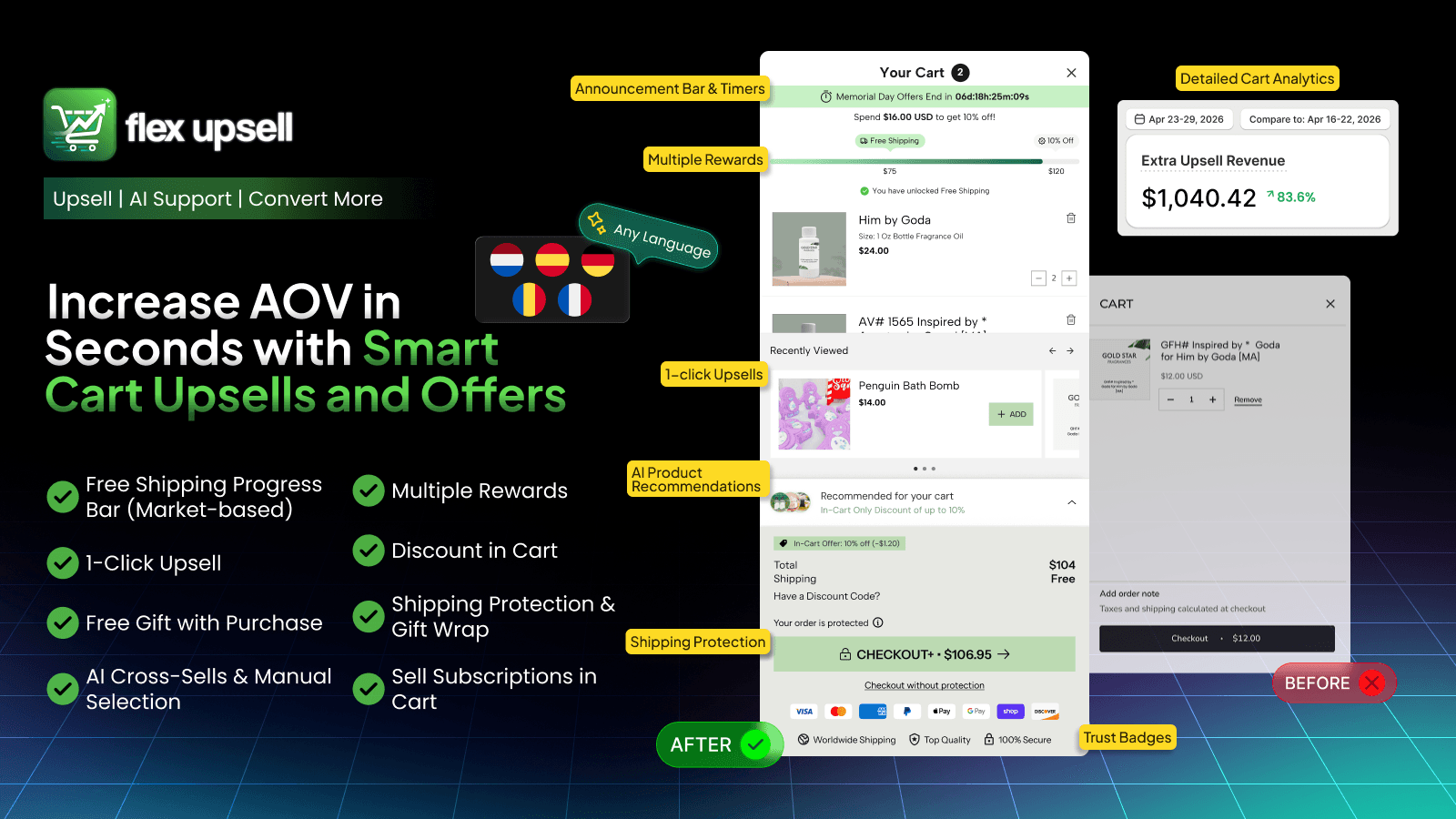 Increase AOV with Cart Upsells Free Gift Cross-Sells