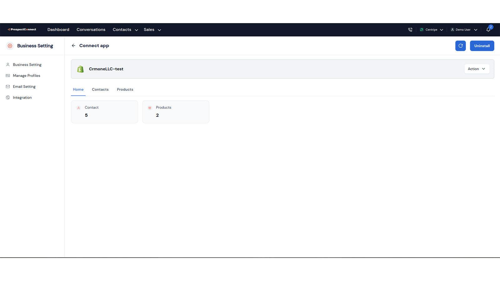 Shopify store dashboard