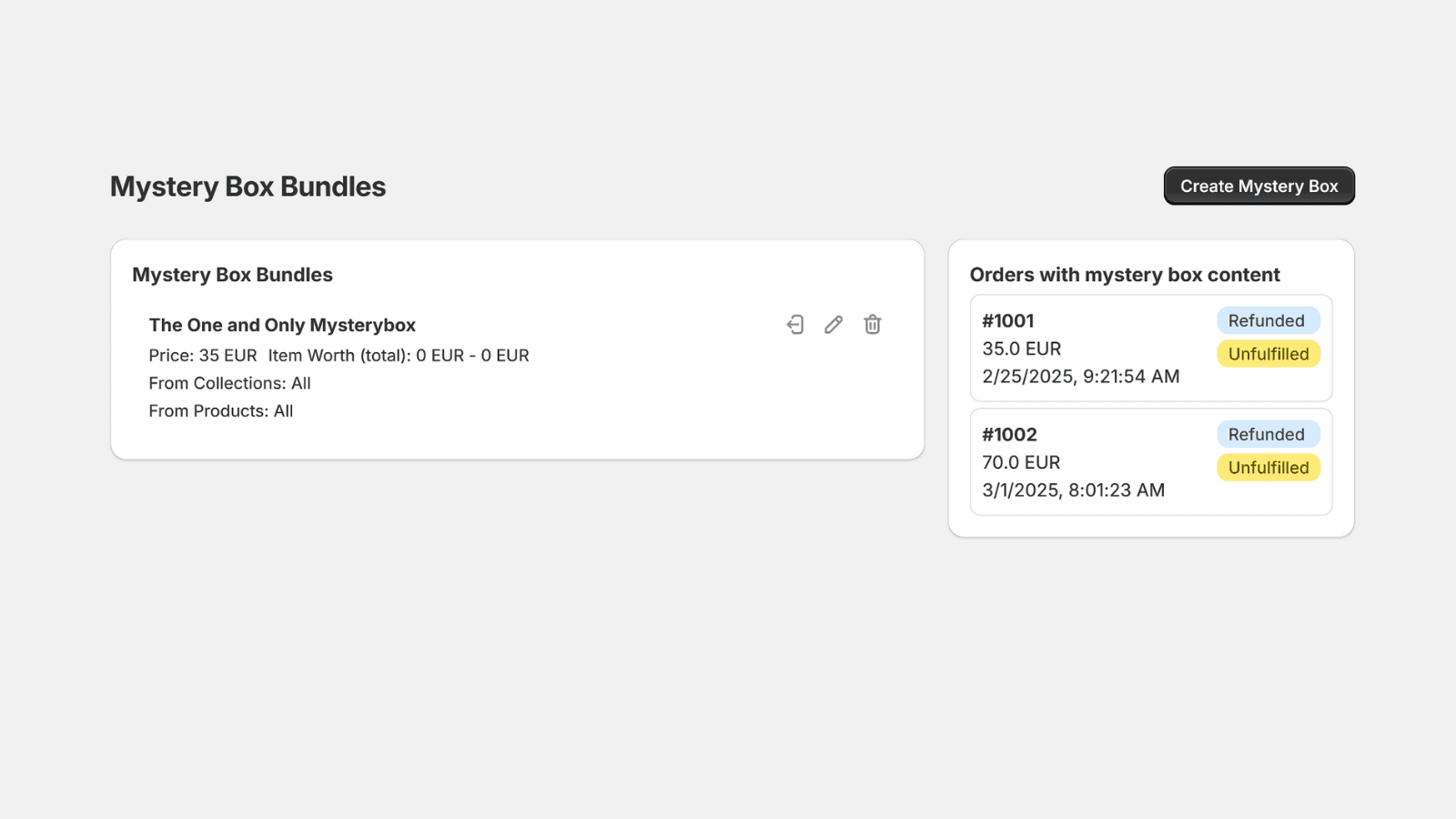 Dashboard Mystery Box Bundler