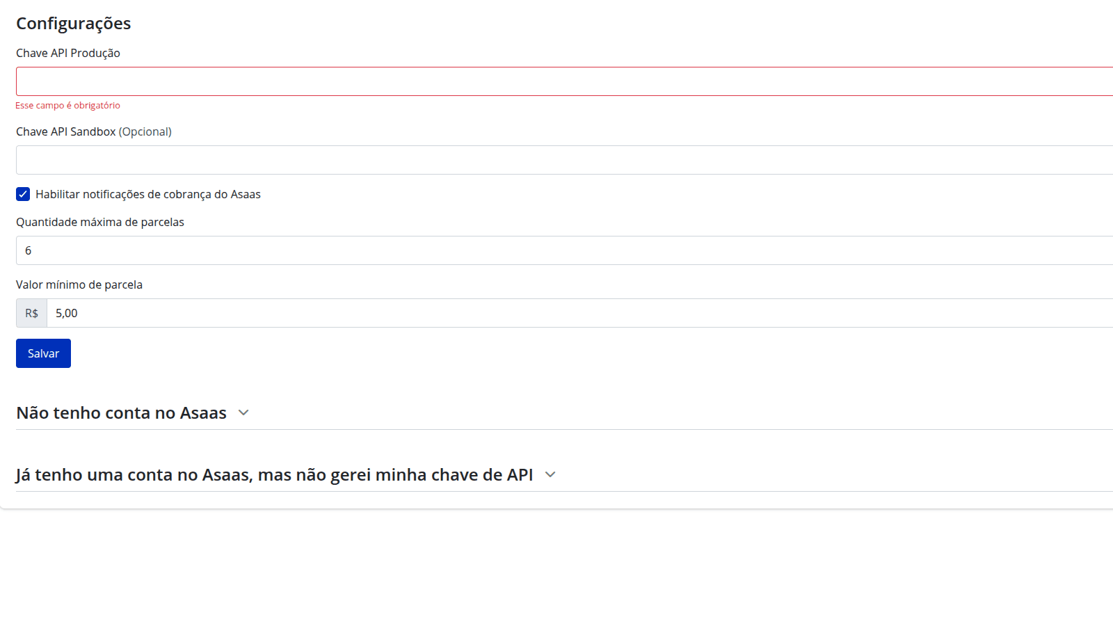 Tela de instalação do App
