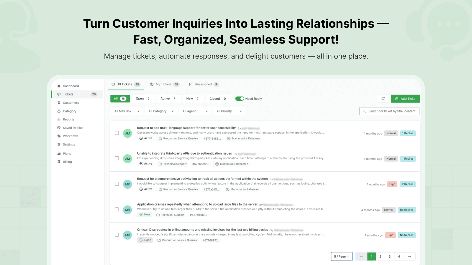 Manage tickets, automate responses, and delight customers