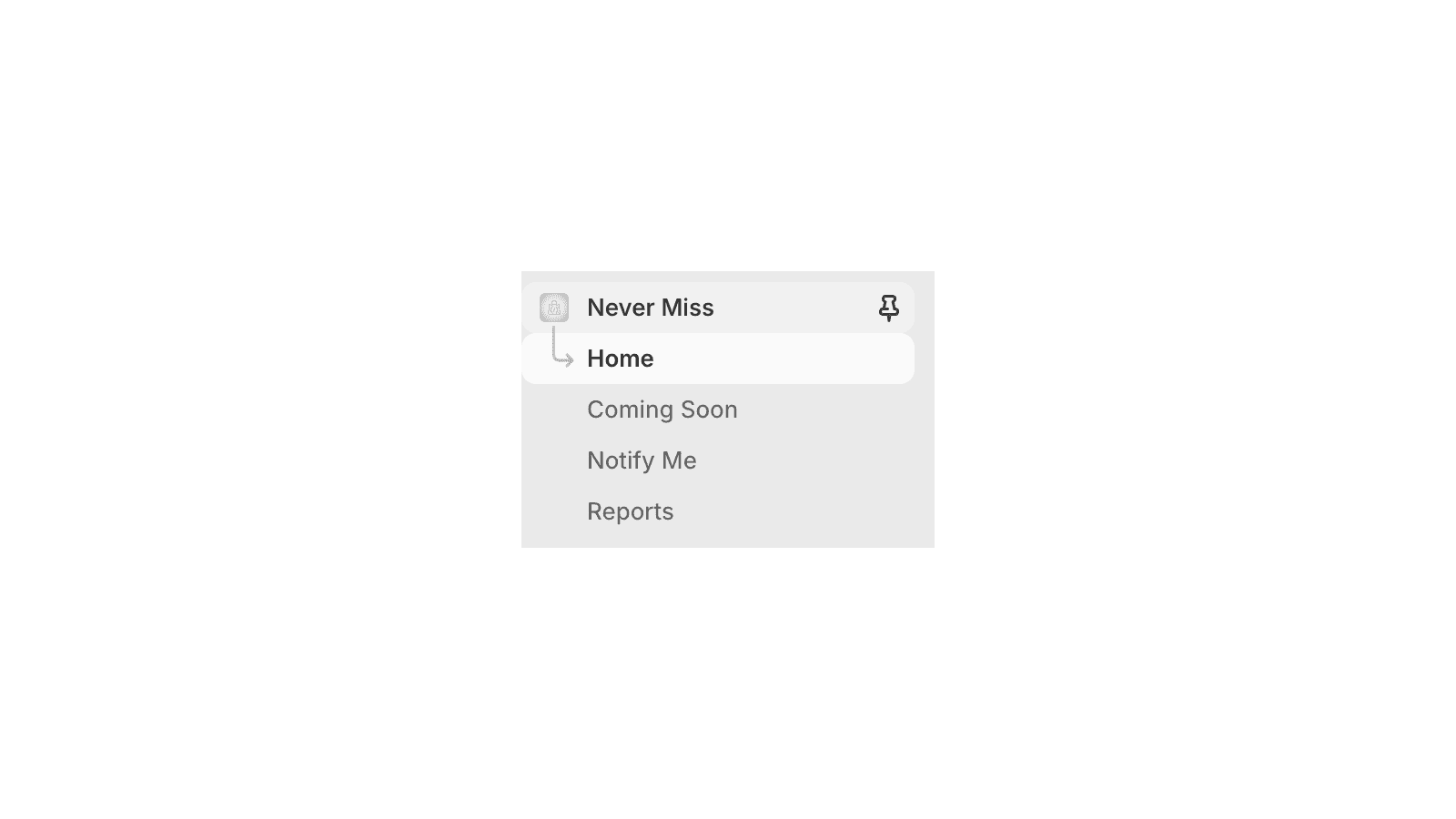 Navigation menu to go around the app