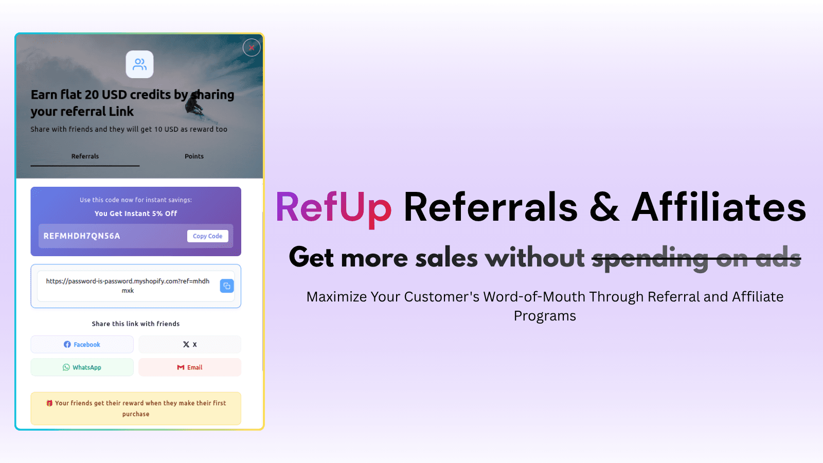 refup referral and affiliate program app