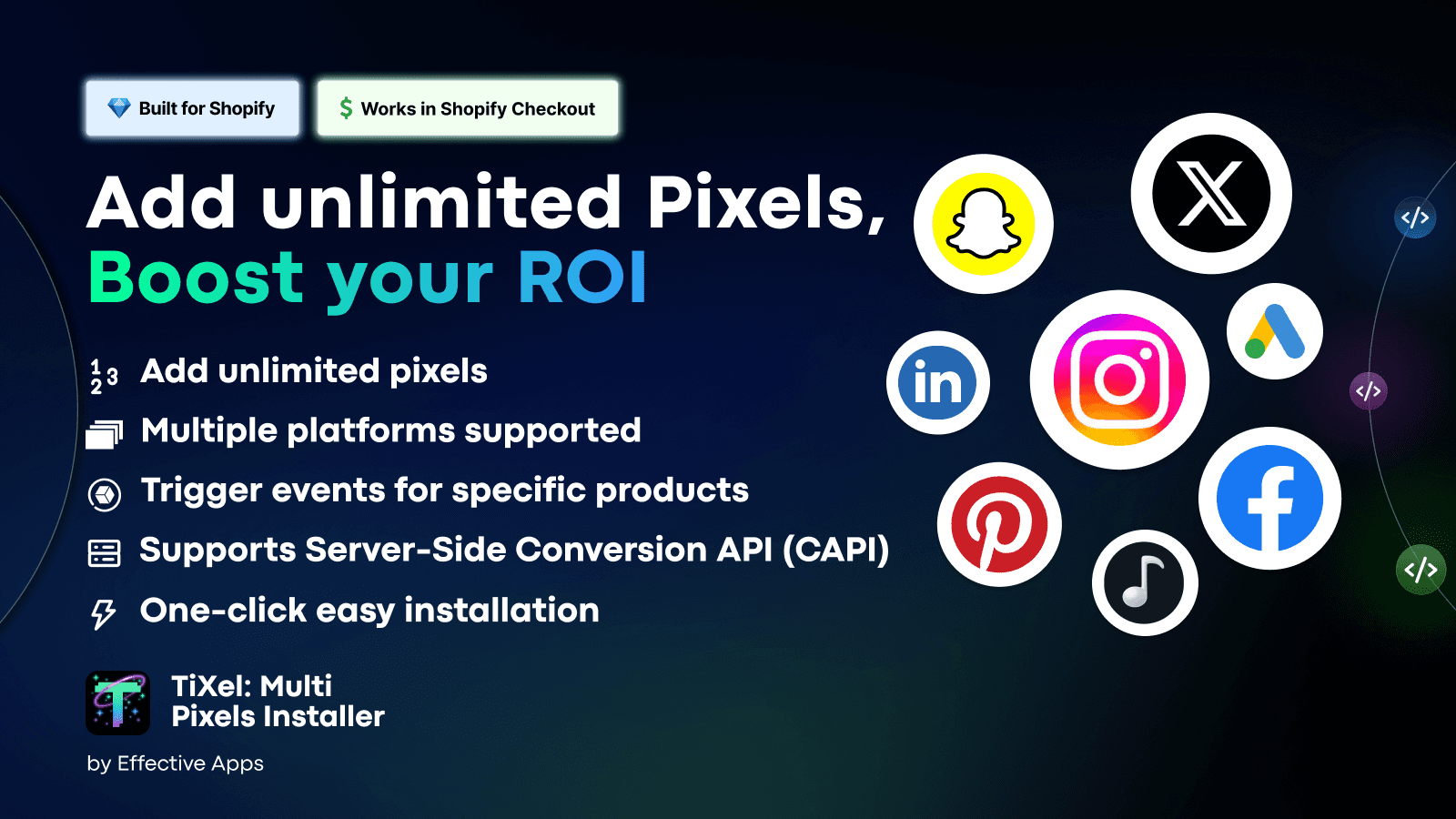 TiXel supports TikTok, Facebook, Google Ads, Reddit, LinkedIn