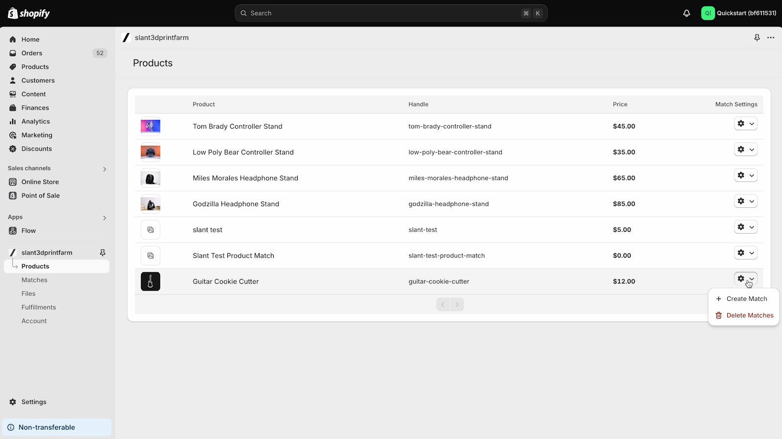 Creating a matched product