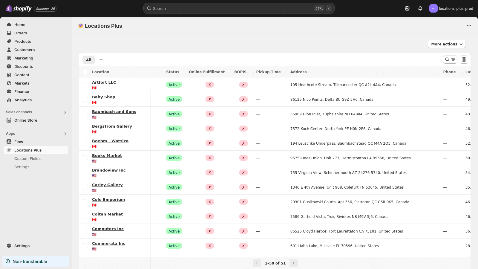 Manage locations and perform bulk actions