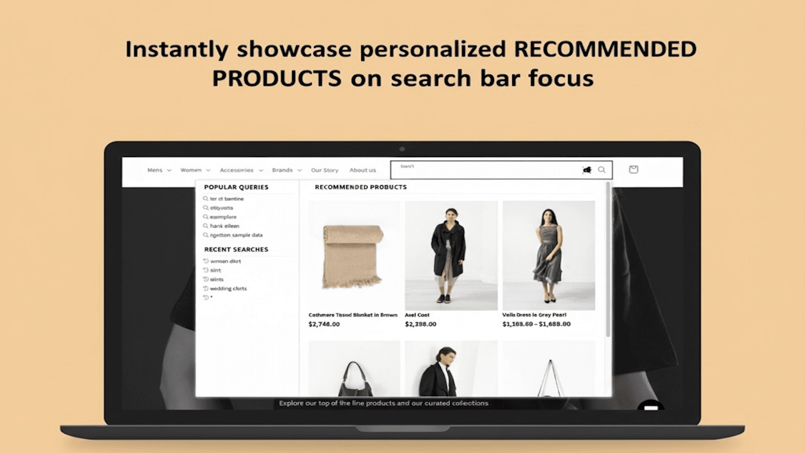 Instantly display personalized products on search focus