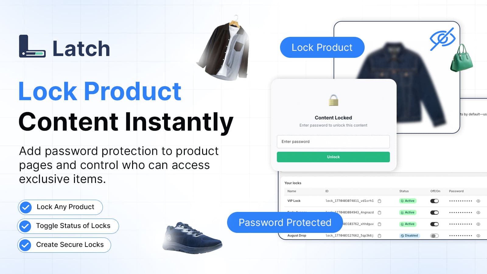 Lock product content instantly