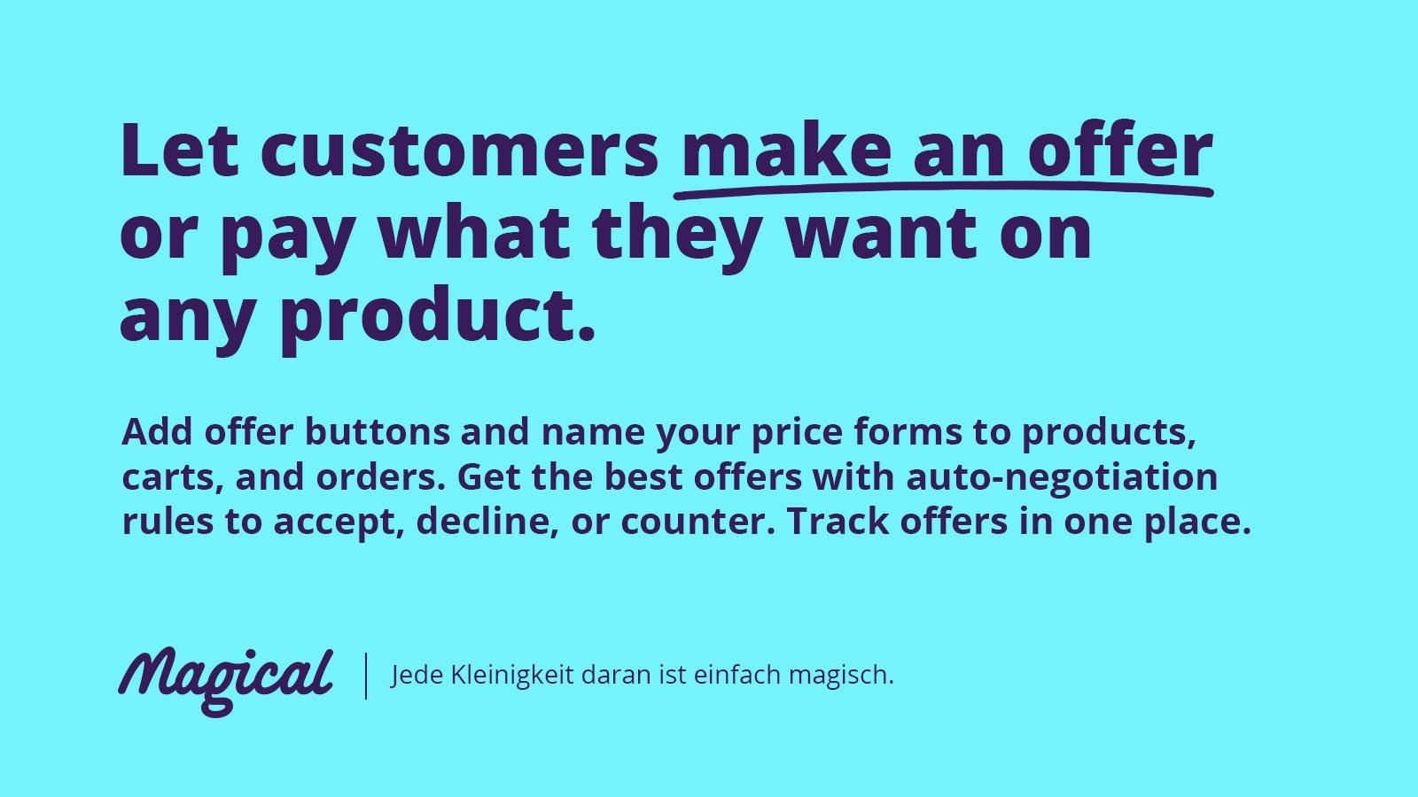 Add make an offer to products with description of benefits.
