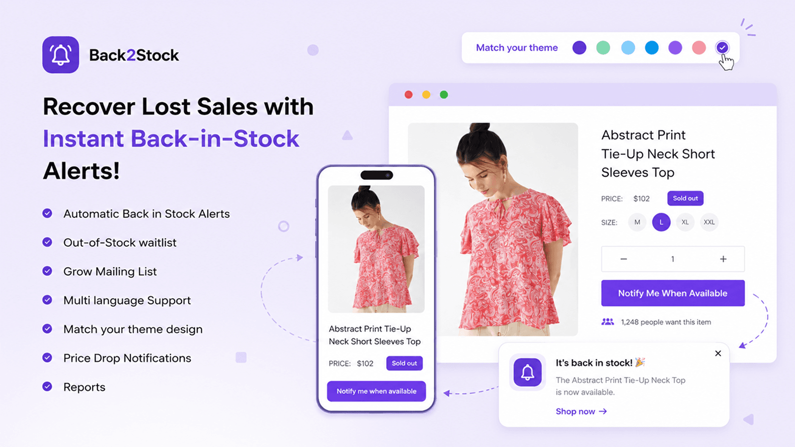 Recover lost sales with automated back-in-stock alerts