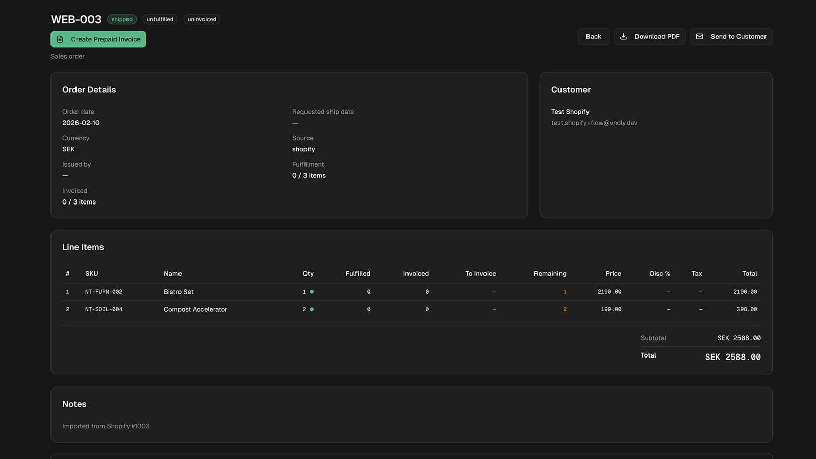 order detail