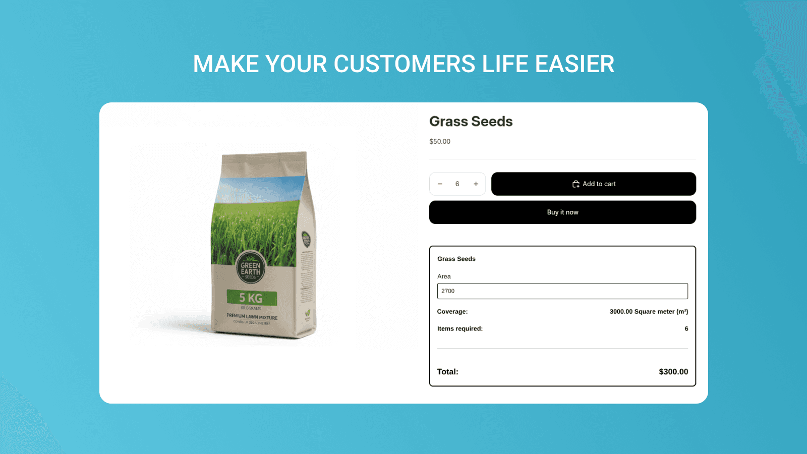 Product Calculator page layout