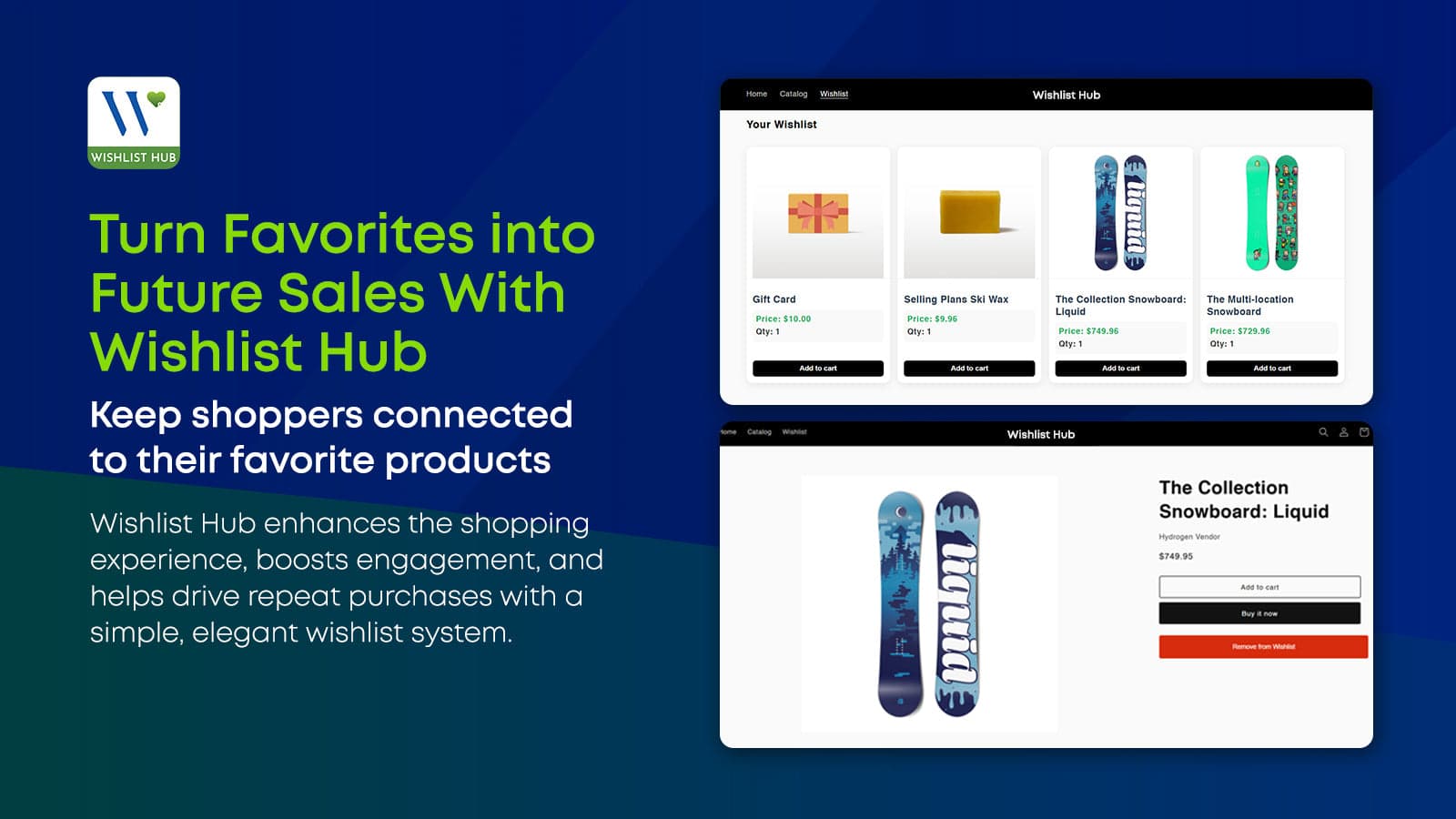 Wishlist Hub lets shoppers save favorites and buy them later.