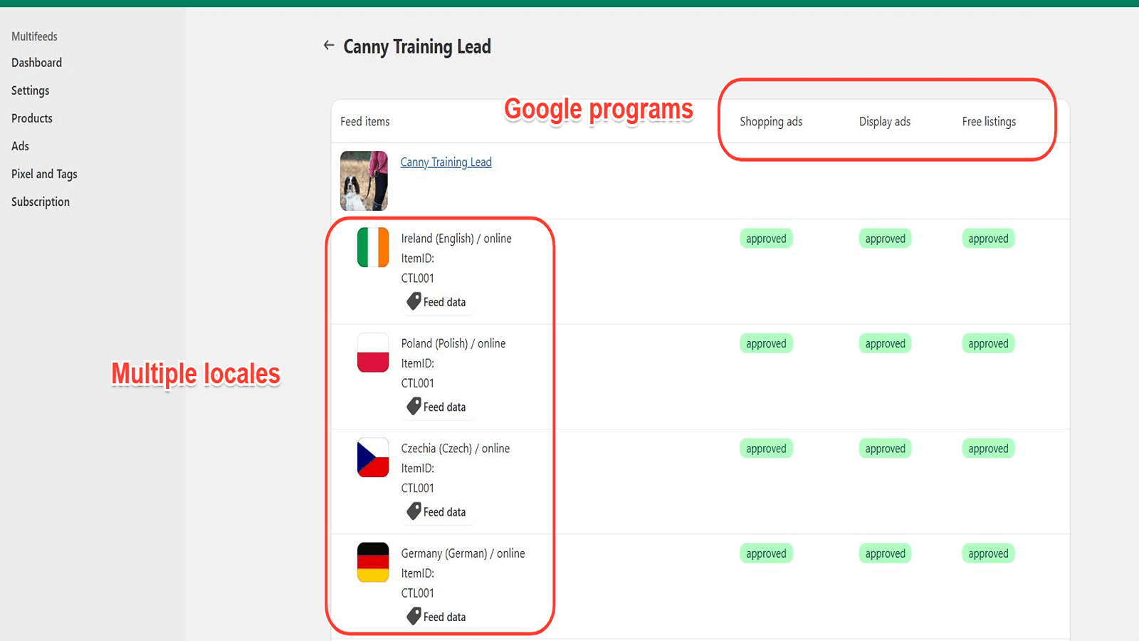 Get your products on all Google programs, in multiple languages