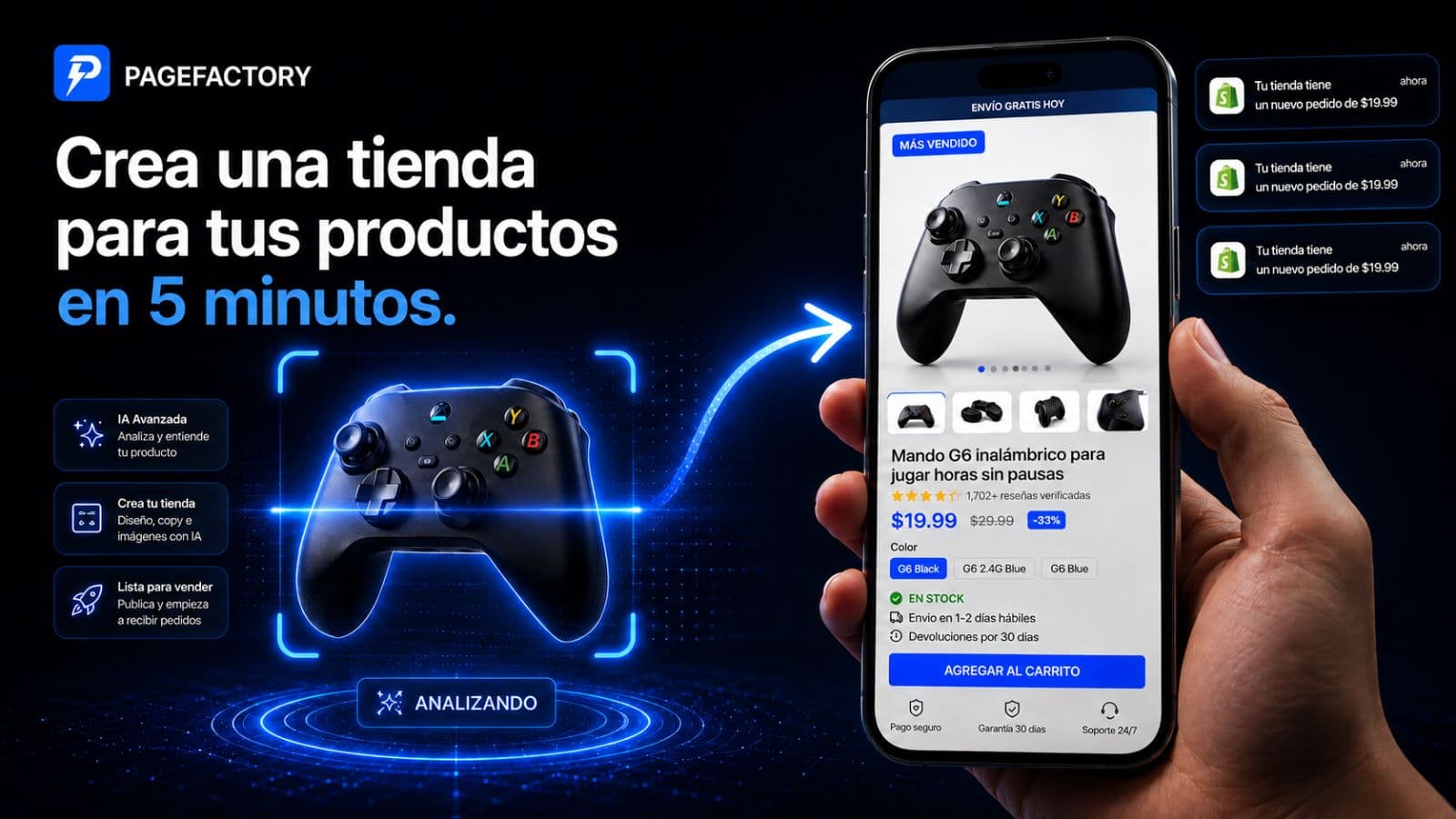 PageFactory AI convierte productos en tiendas ecommerce listas