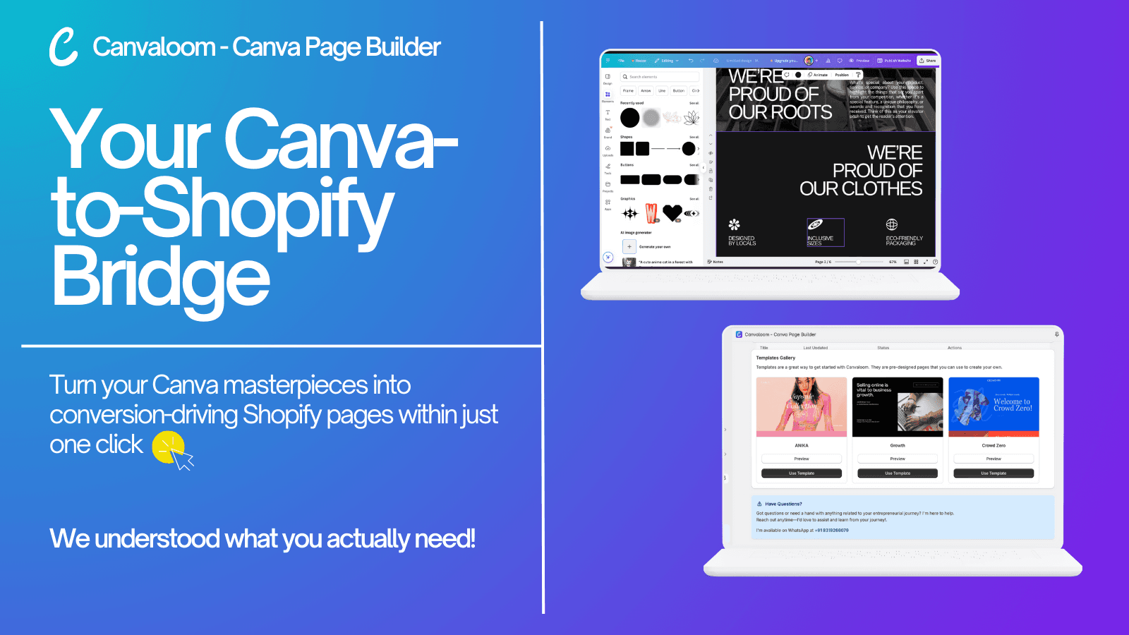 Convert Canva Pages to Shopify Pages easily with canvaloom app