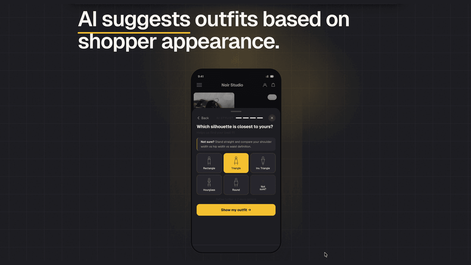AI-curated outfit with jacket, skirt, and boots in cart