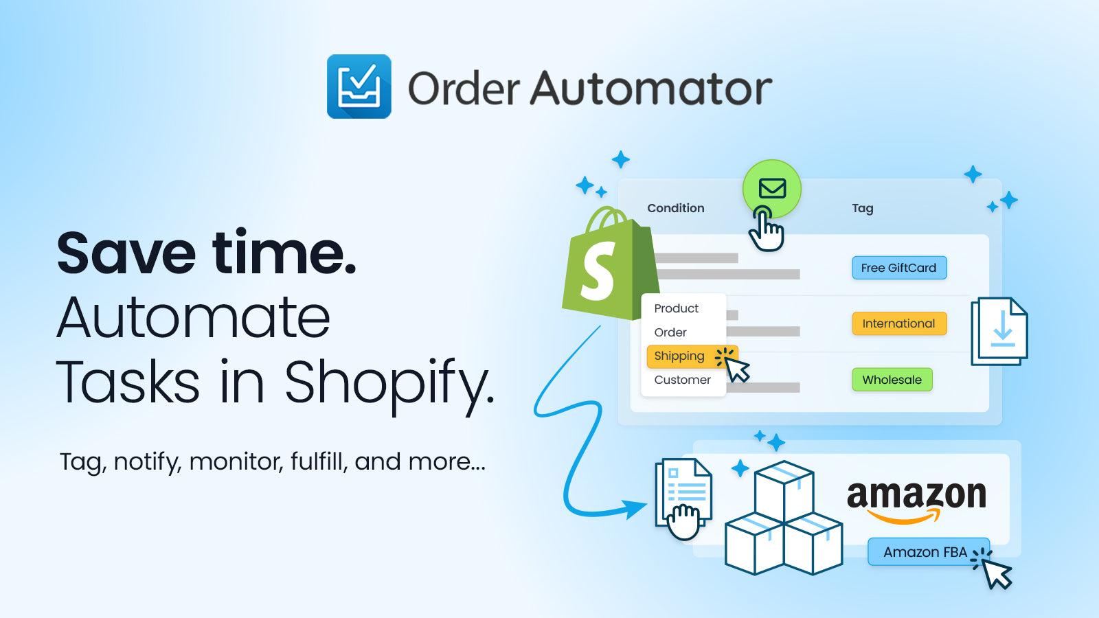 shopify automation app for tags, orders, fulfillment, fba