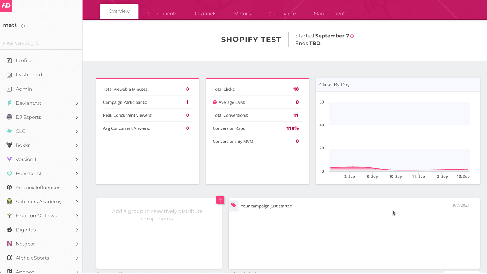 Overview metrics, with shopify conversion data
