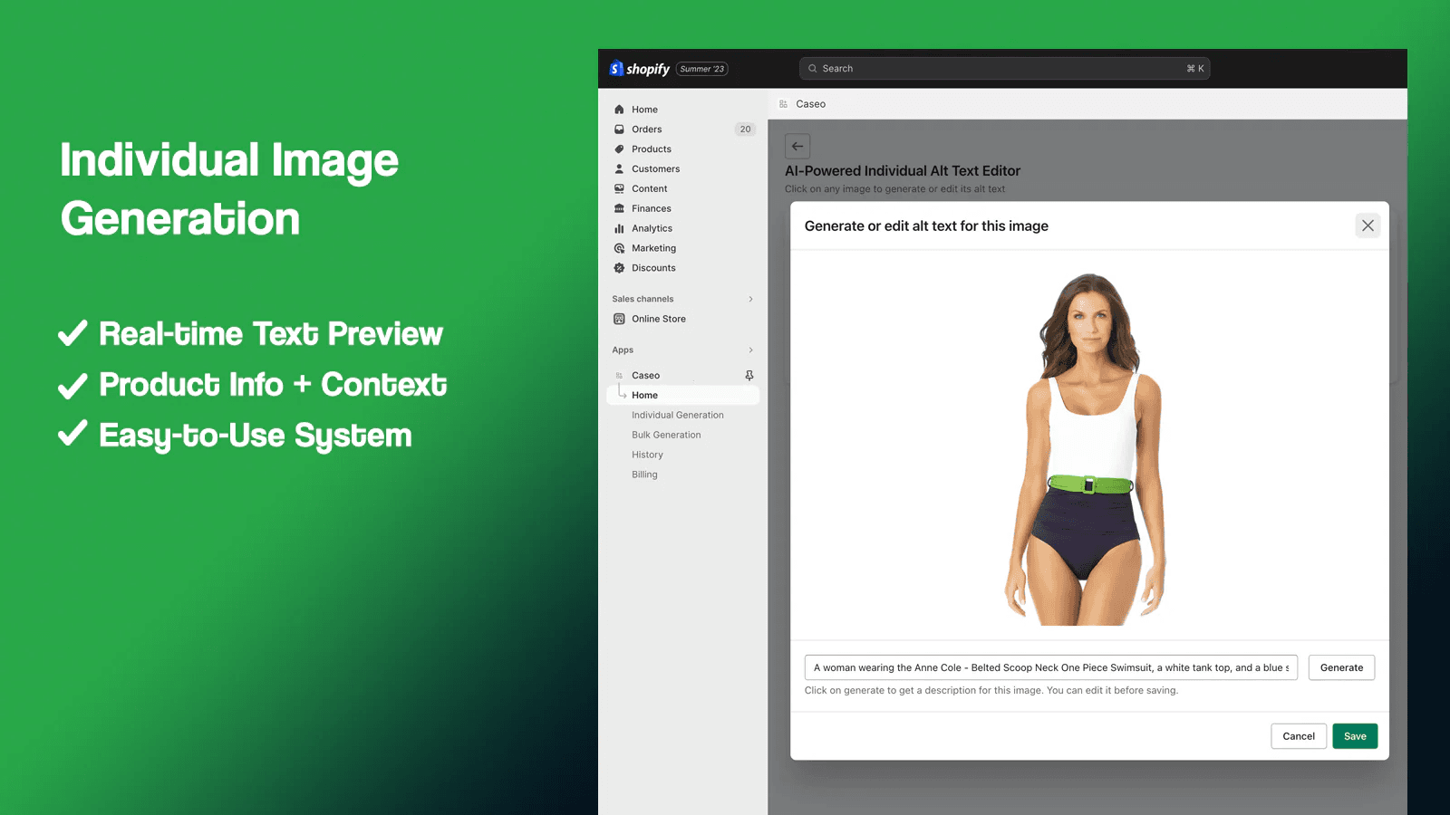 Lady in swimsuit with ALT Text Produced by AI