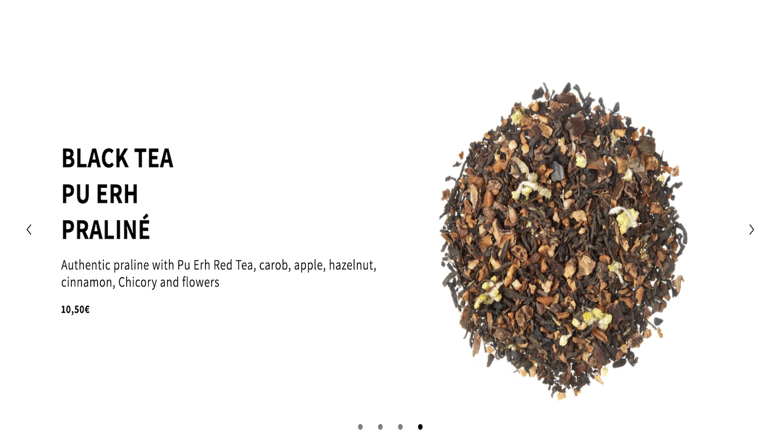 carousel with text and product image with slider indicators