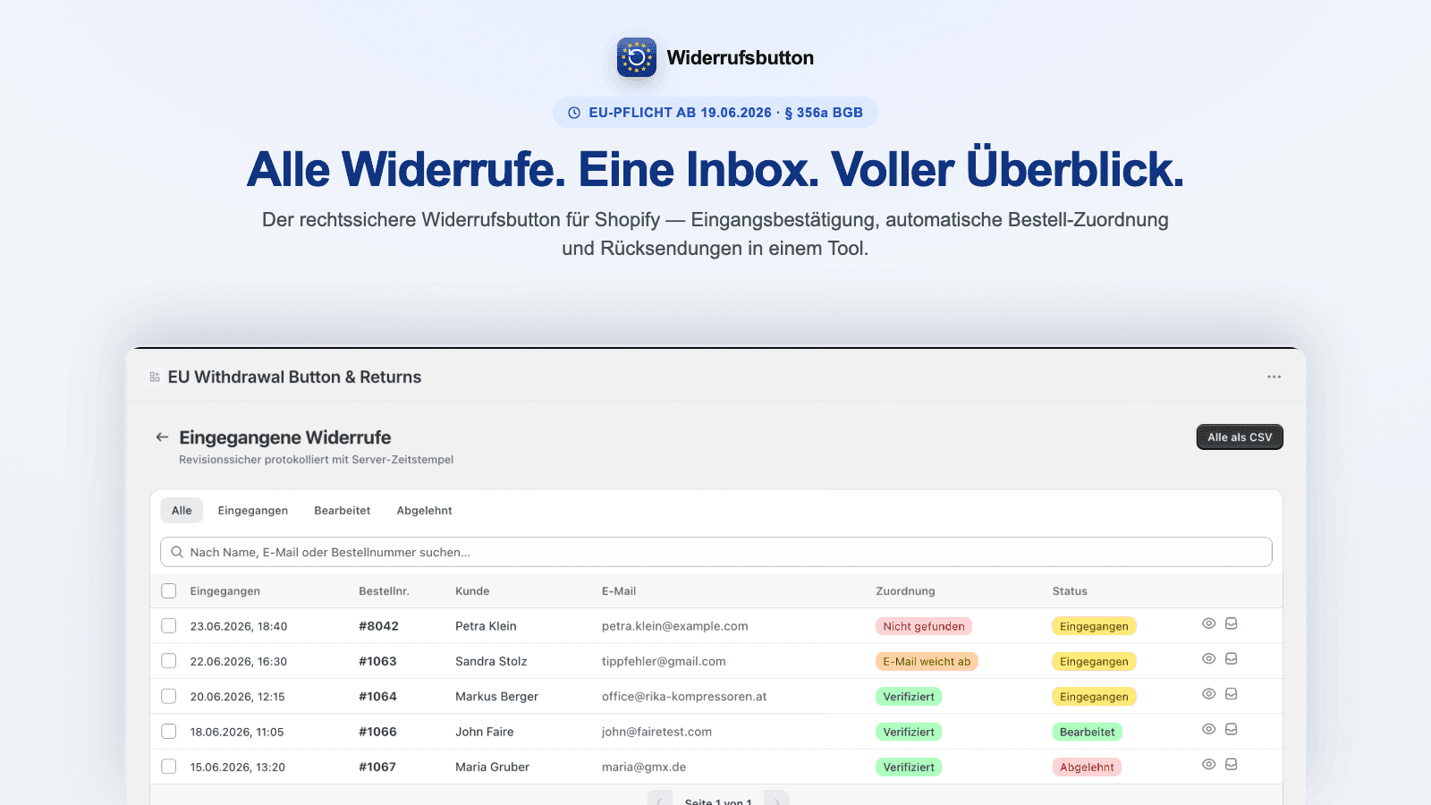 Feature/Inbox: Alle Widerrufe in einer Inbox — voller Überblick